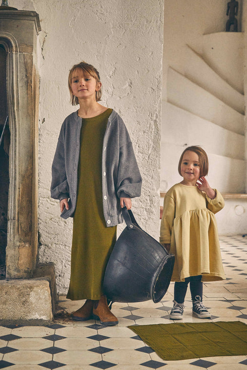 poudre organic /ORCHIDEE KIDS RIBBED DRESS_Fir Green(6y,8y)