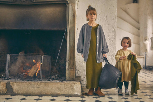 poudre organic /ORCHIDEE KIDS RIBBED DRESS_Fir Green(6y,8y)