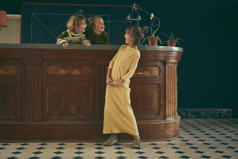 poudre organic /ORCHIDEE KIDS RIBBED DRESS_Sahara Sun(6y,8y)