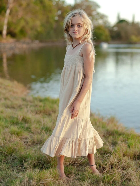 ALAKAI / Little Maya Tiered Maxi Dress _ Oat(3y,4y,6-7y)