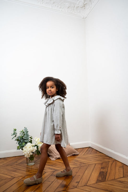 LOIR paris/Robe MARY carreaux milk(2y,3y,4y,6y)