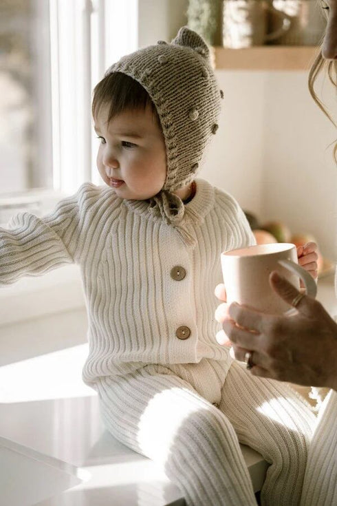 OAT / Powder Ribbed Knit Playsuit (1-2y,2-3y)