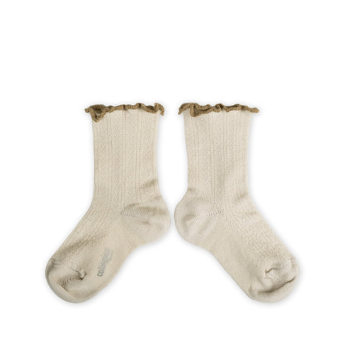 Collegien / Ambre - Lettuce Trim Pointelle Merino Wool Socks - Doux Agneaux