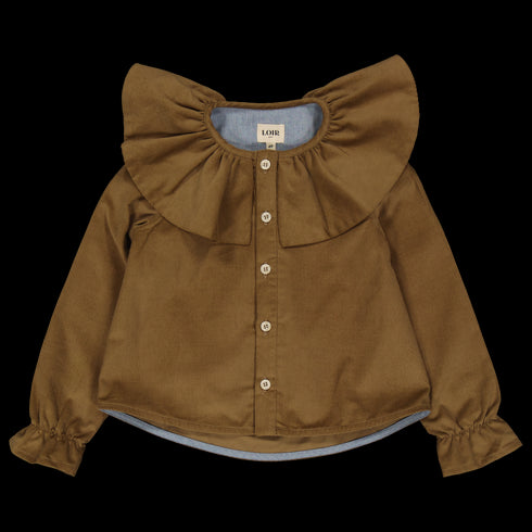 LOIR paris/Chemise grand col BERTHE velours brun(4y,6y)