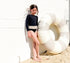 Casa blue swim / CALA SWIMSUIT IN BLACK & BEIGE(4-5y,6-7y,8-9y)