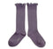 Collegien / Josephine Lace-Trim Ribbed Knee-high Socks - Fleur de Lavande