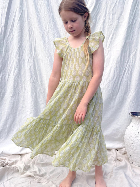 ALAKAI / Little Matilda Dress / Olive(3y,4y,5y,6-7y,8-9y)