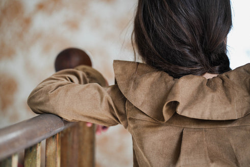 LOIR paris/Chemise grand col BERTHE velours brun(4y,6y)