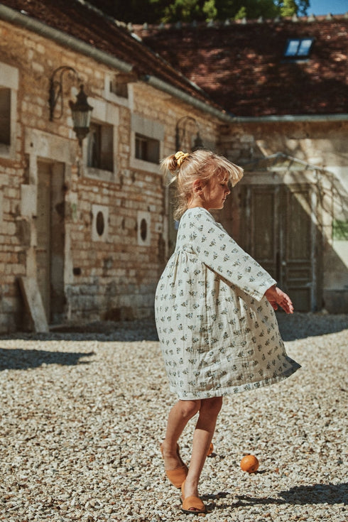 poudre organic / ROBE AUBEPINE_ Fleurs-Blue-Fog(2y,3y,4y)