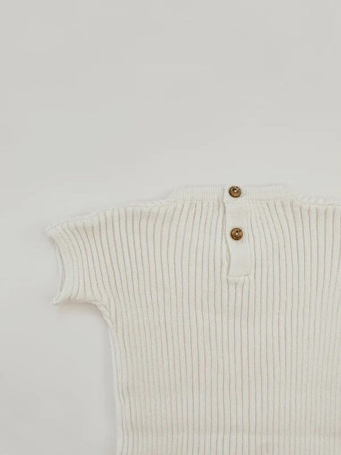 OAT / Powder Ribbed Knit Tee Playsuit (1-2y,2-3y)