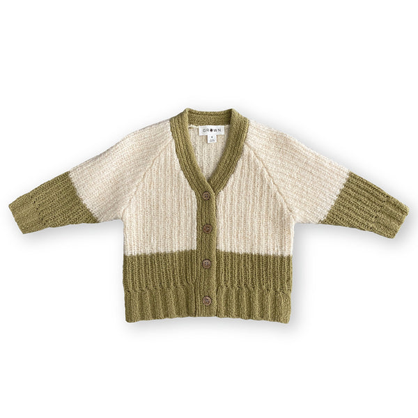 Grown / Merino Wool Cardigan - Sage/Milk(2,3,4)