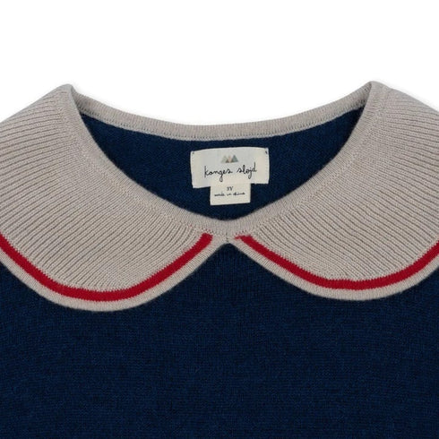 Konges Sloejd / MAXIME KNIT COLLAR BLOUSE_NAVY PEONY(18m,2y,3y,4y)