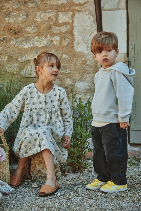 poudre organic / ROBE AUBEPINE_ Fleurs-Blue-Fog(2y,3y,4y)