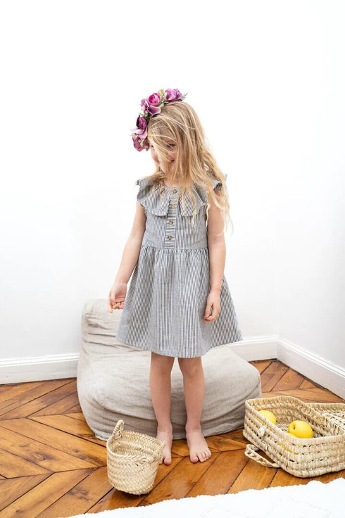 LOIR paris/Robe ALBANE rayures bleues(4y,6y)