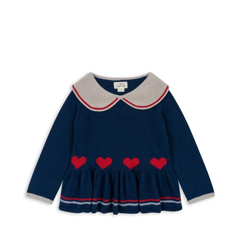 Konges Sloejd / MAXIME KNIT COLLAR BLOUSE_NAVY PEONY(18m,2y,3y,4y)