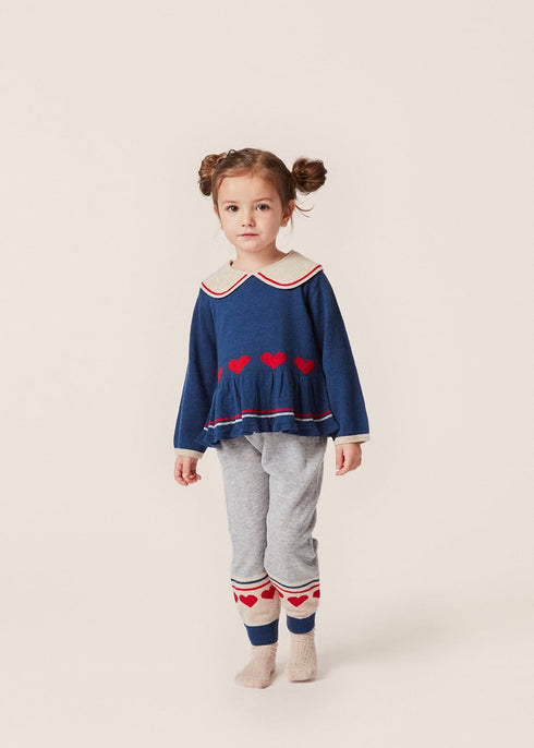 Konges Sloejd / MAXIME KNIT COLLAR BLOUSE_NAVY PEONY(18m,2y,3y,4y)