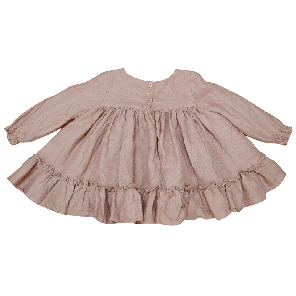 lilinoa / Dress MAEVA _ pink linen(2-3y,3-4y,5-6y)