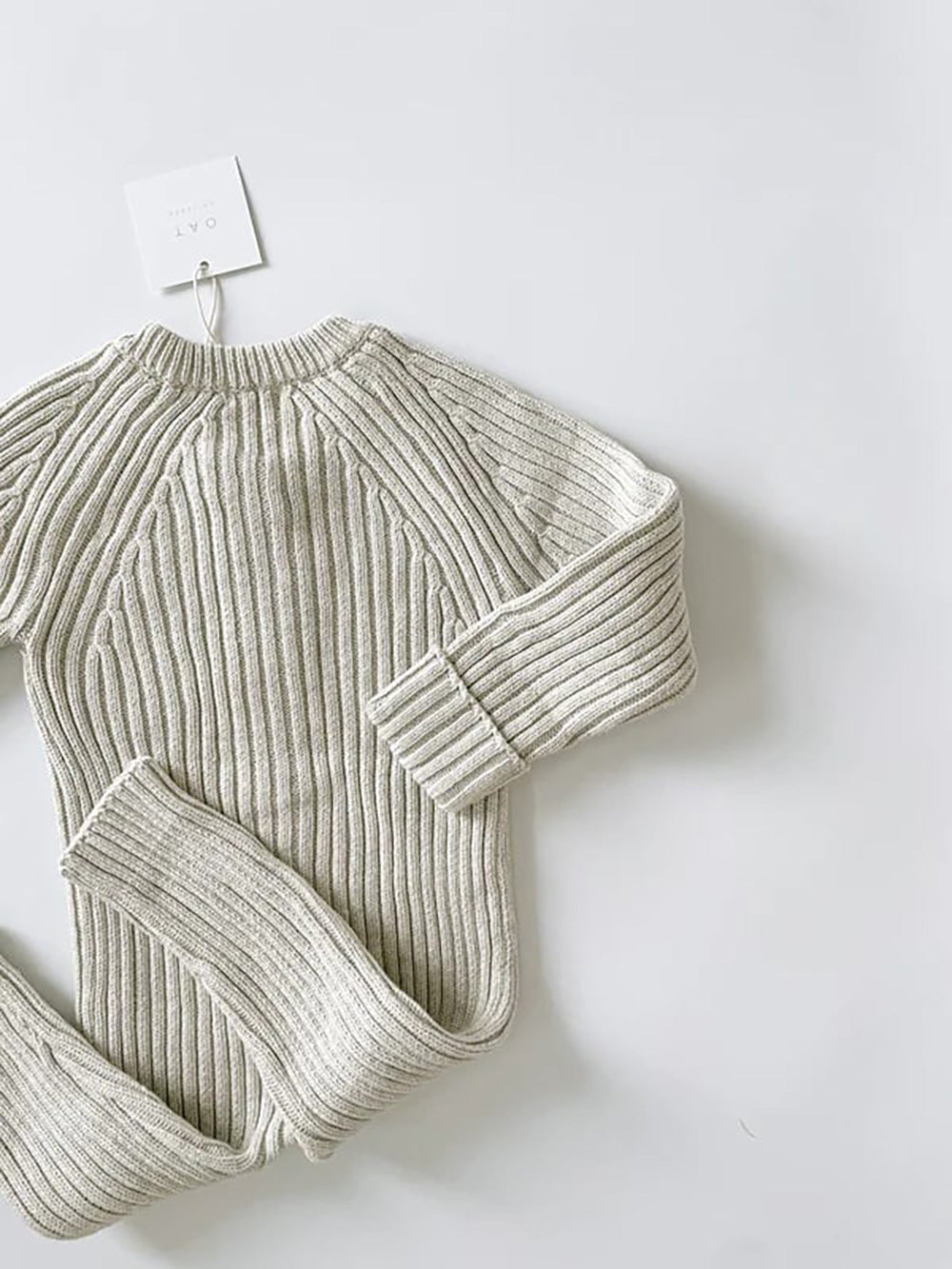 OAT / Gray Marle Ribbed Knit Playsuit (1-2y,2-3y)