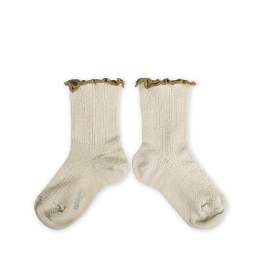 Collegien/Ambre - Lettuce Trim Pointelle Merino Wool Socks - Doux Agneaux