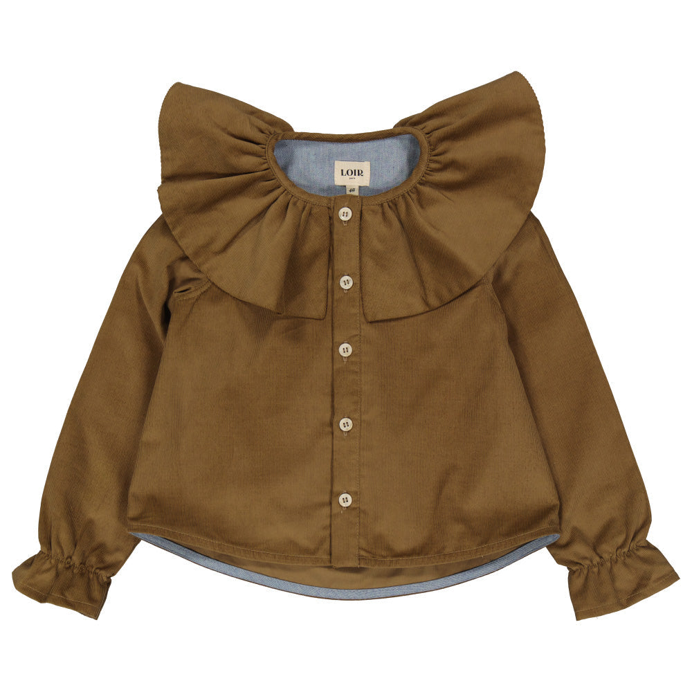 LOIR paris/Chemise ? grand col BERTHE velours brun(4y,6y)