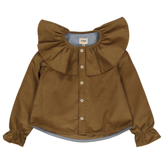 LOIR paris/Chemise  grand col BERTHE velours brun(4y,6y)