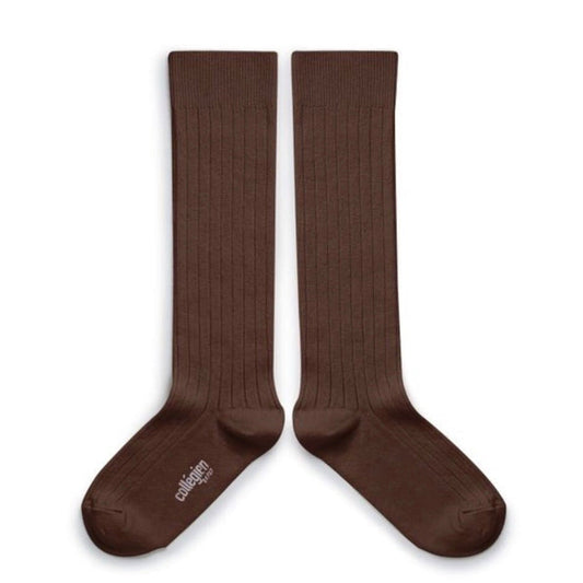 Collegien / La Haute Ribbed Knee-high Socks - Chocolat au lait