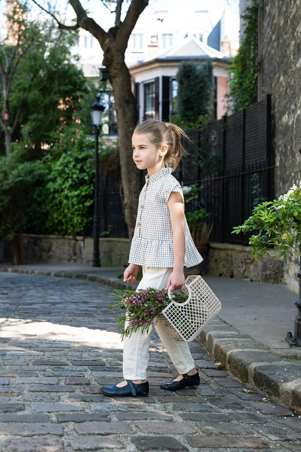 LOIR paris/Top ELISE _ carreaux milk noir et blanc(4y,6y)