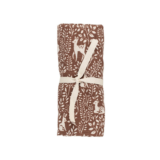 main sauvage/Muslin swaddle blanket ,woodland