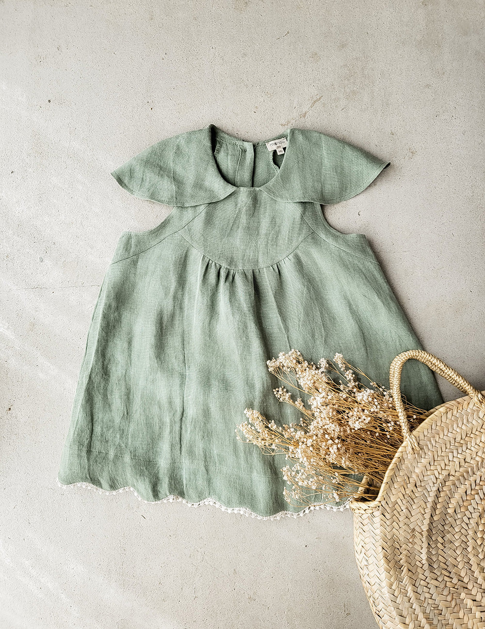 marsou / DULSE DRESS_Sage Linen(2-3y,3-4y,5-6y,7-8y)