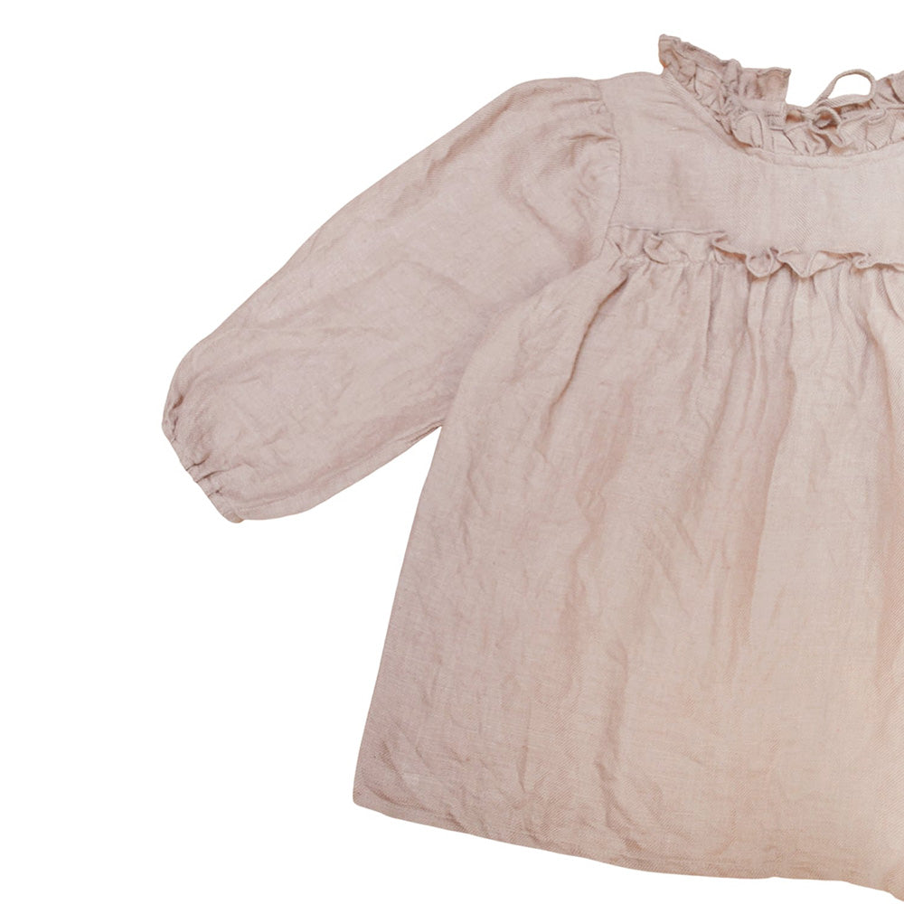 lilinoa / BLOUSE ELISE _ pink linen(2-3y,3-4y,5-6y)