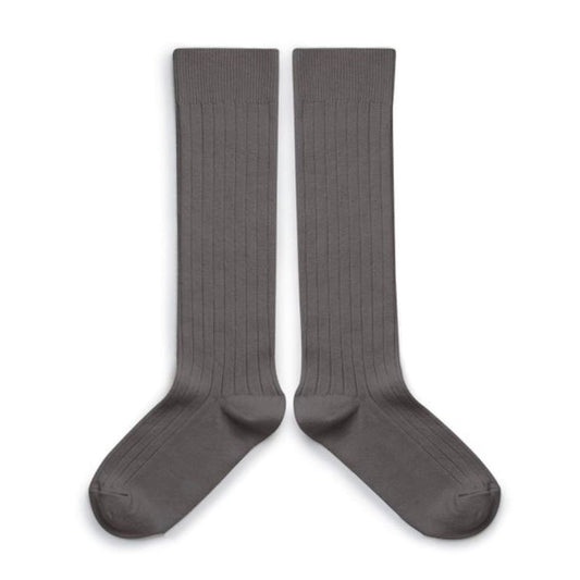 Collegien / La Haute Ribbed Knee-high Socks - Gris Galet