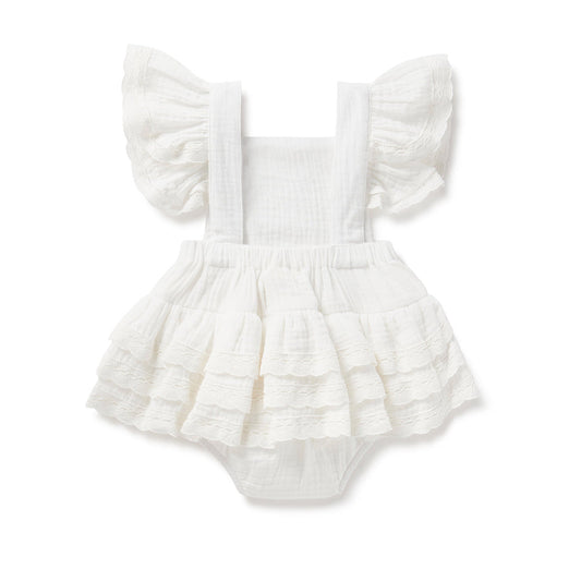 ASTER & OAK / White Muslin Ruffle Playsuit_White(1y,2y)