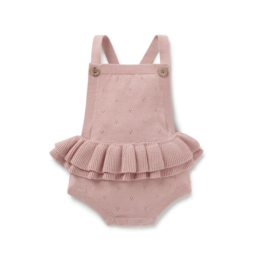 ASTER & OAK / Rosette Ruffle Knit Romper_Rose(1y,2y)