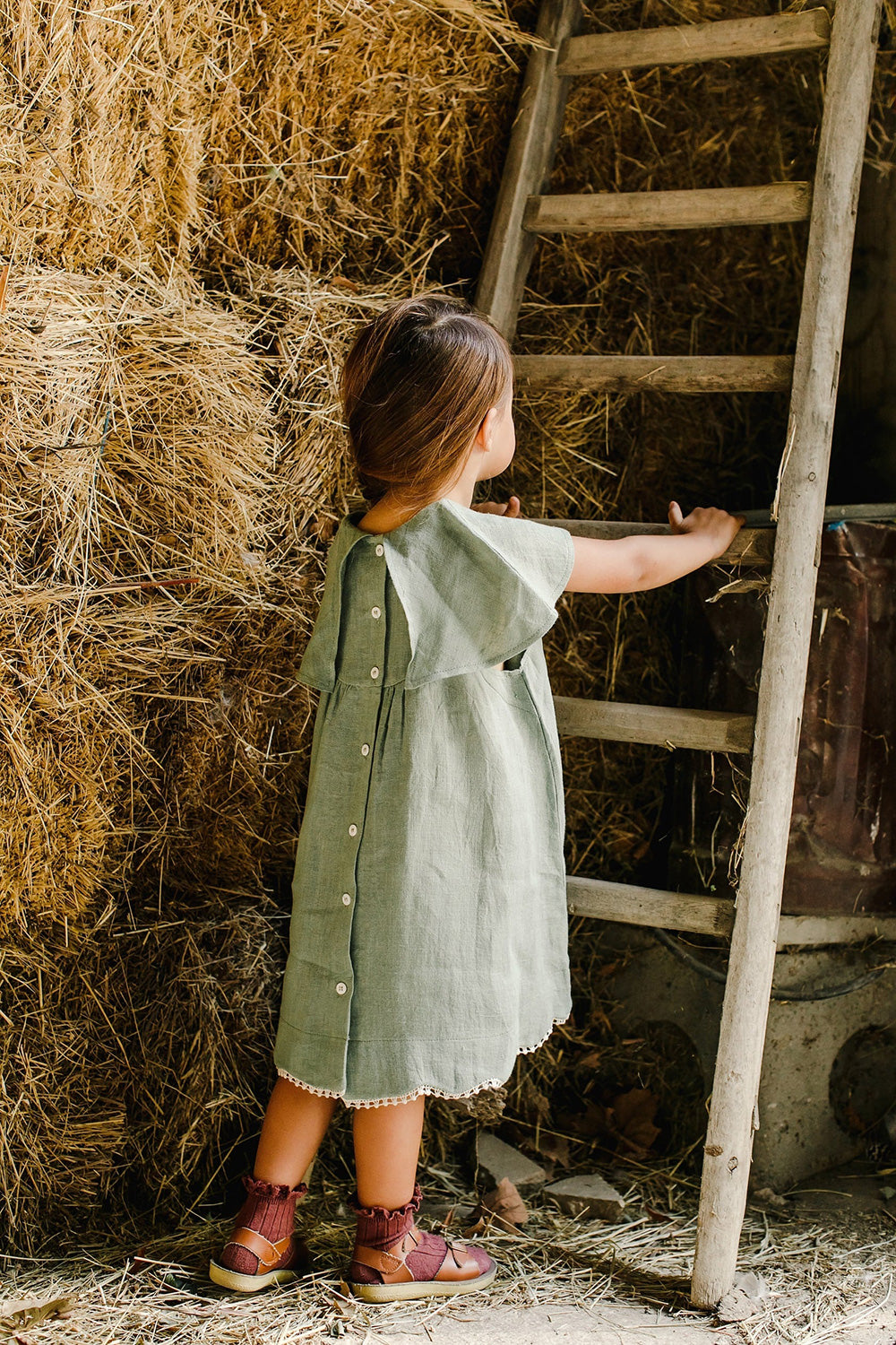 marsou / DULSE DRESS_Sage Linen(2-3y,3-4y,5-6y,7-8y)