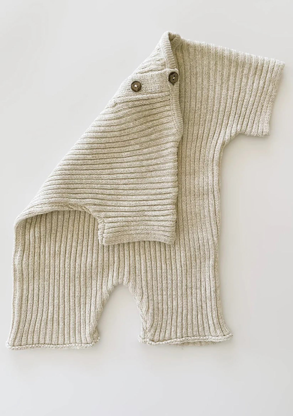 OAT / Oatmeal Ribbed Knit Tee Playsuit (1-2y,2-3y)