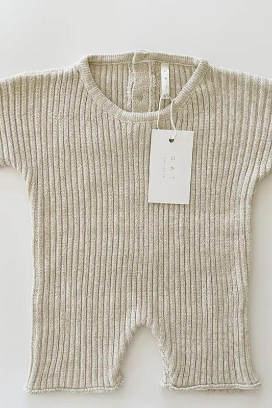 OAT / Oatmeal Ribbed Knit Tee Playsuit (1-2y,2-3y)