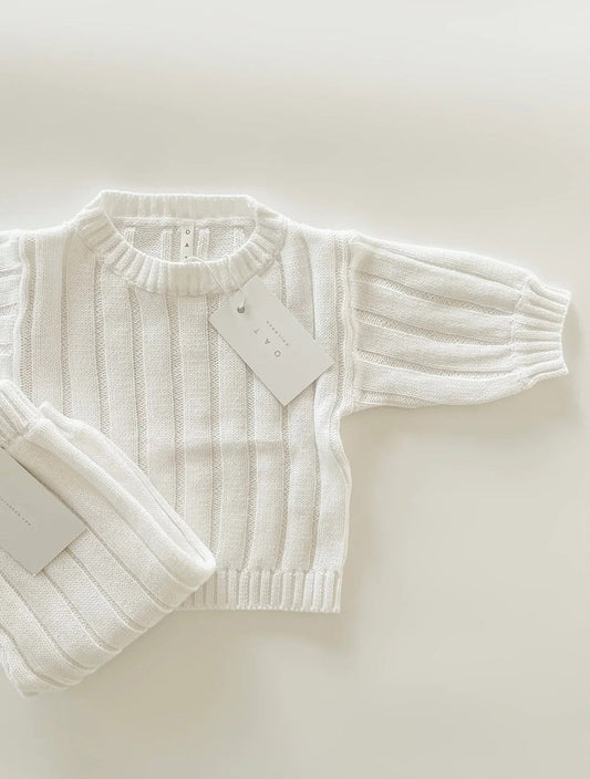 OAT / Children’s Wide Ribbed Knit Sweater ‘Dove’ (2-3y,3-4y)