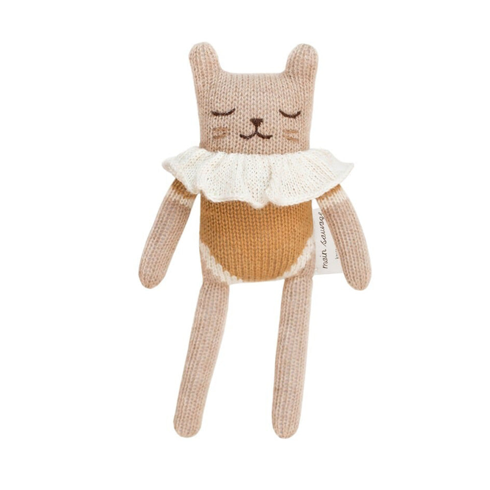 main sauvage/Kitten knit toy,ochre bodysuit