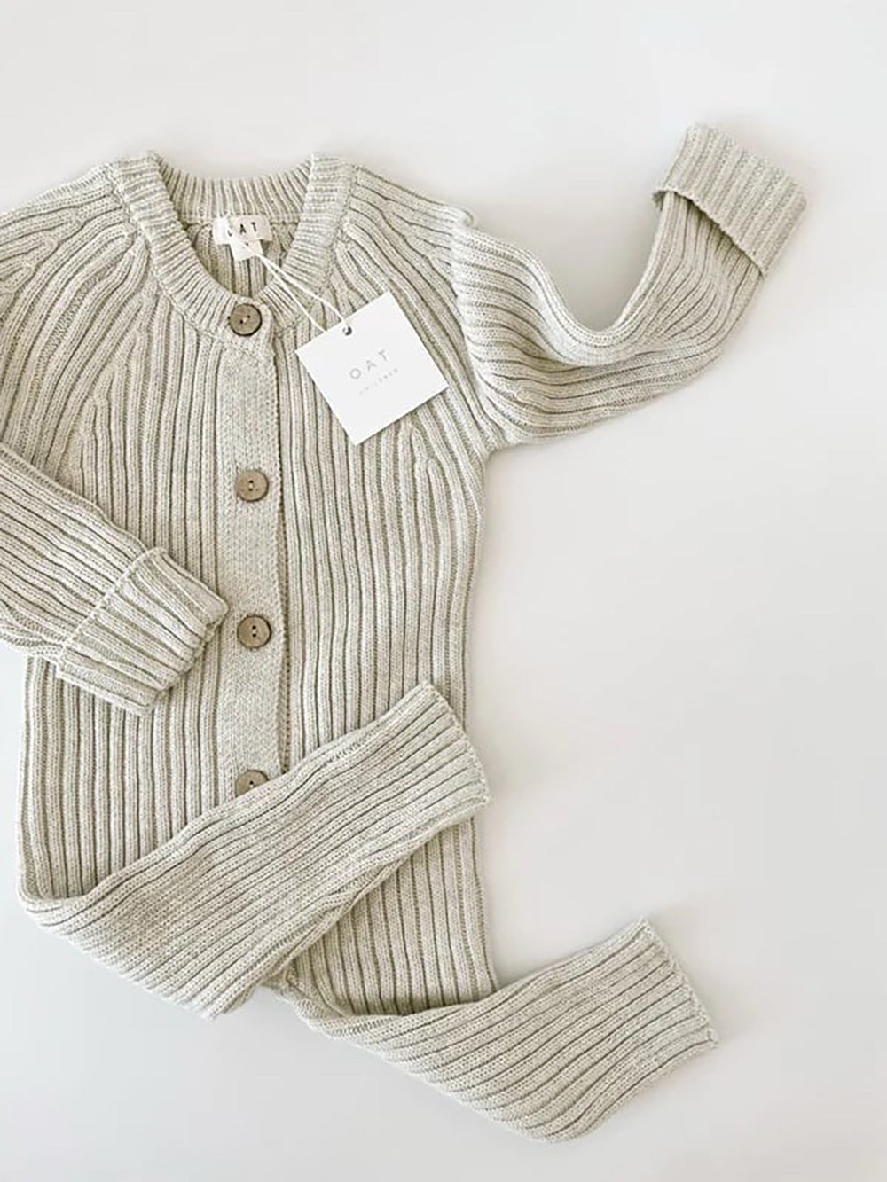 OAT / Gray Marle Ribbed Knit Playsuit (1-2y,2-3y)