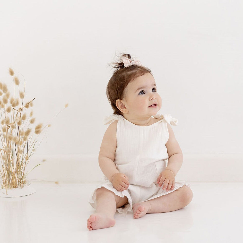 ASTER & OAK / White Muslin Tie Romper_White(1y,2y)