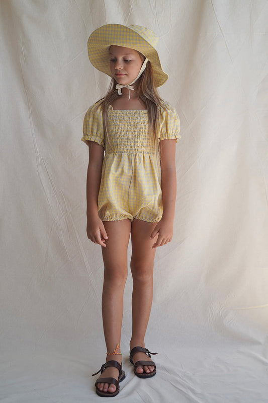 House of Paloma / Serafina Playsuit _Lemon Vichy (2y,3y,4y)