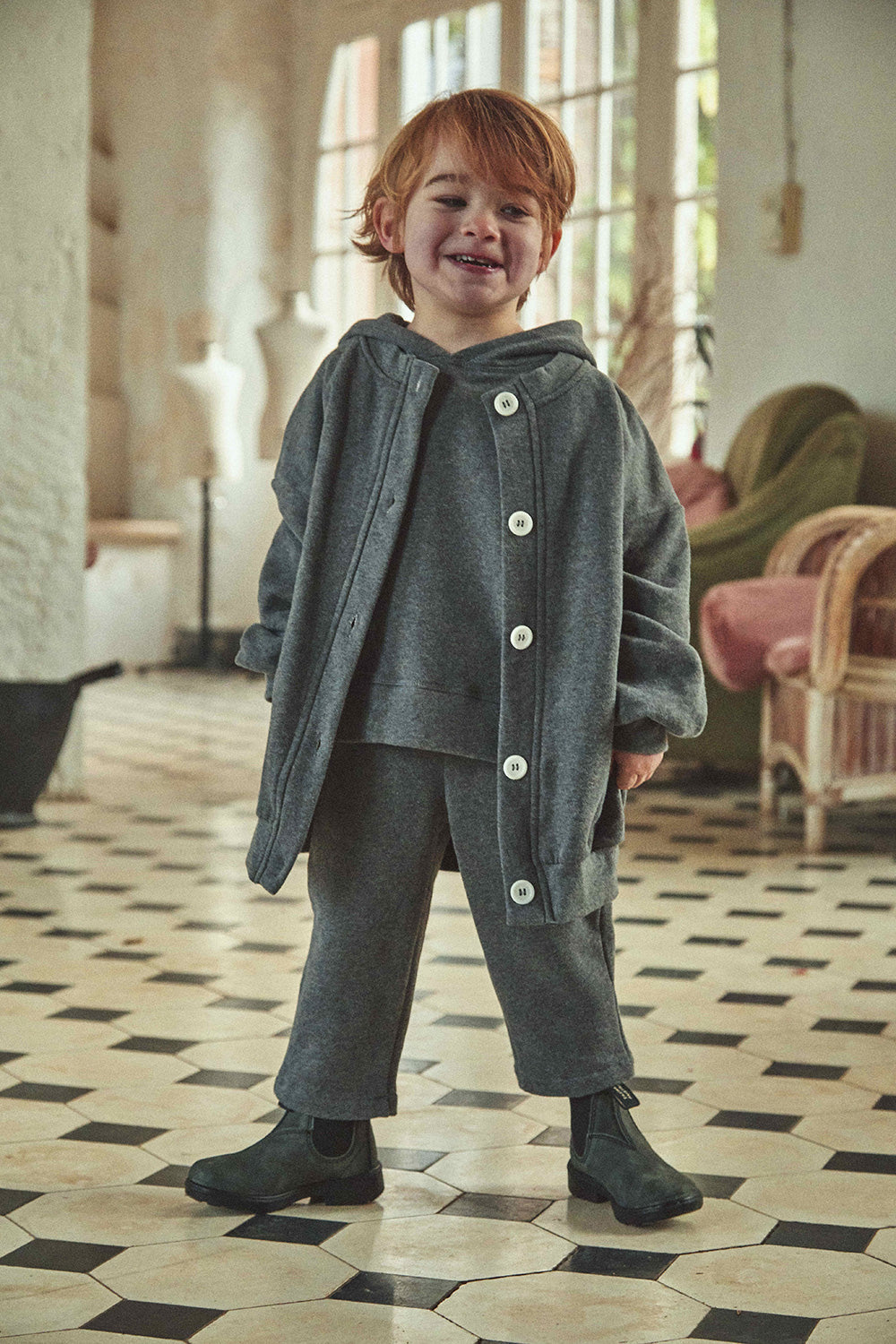 poudre organic / CARDIGAN BRUNELLE_Gris Anthracite(3y,4y,6y)