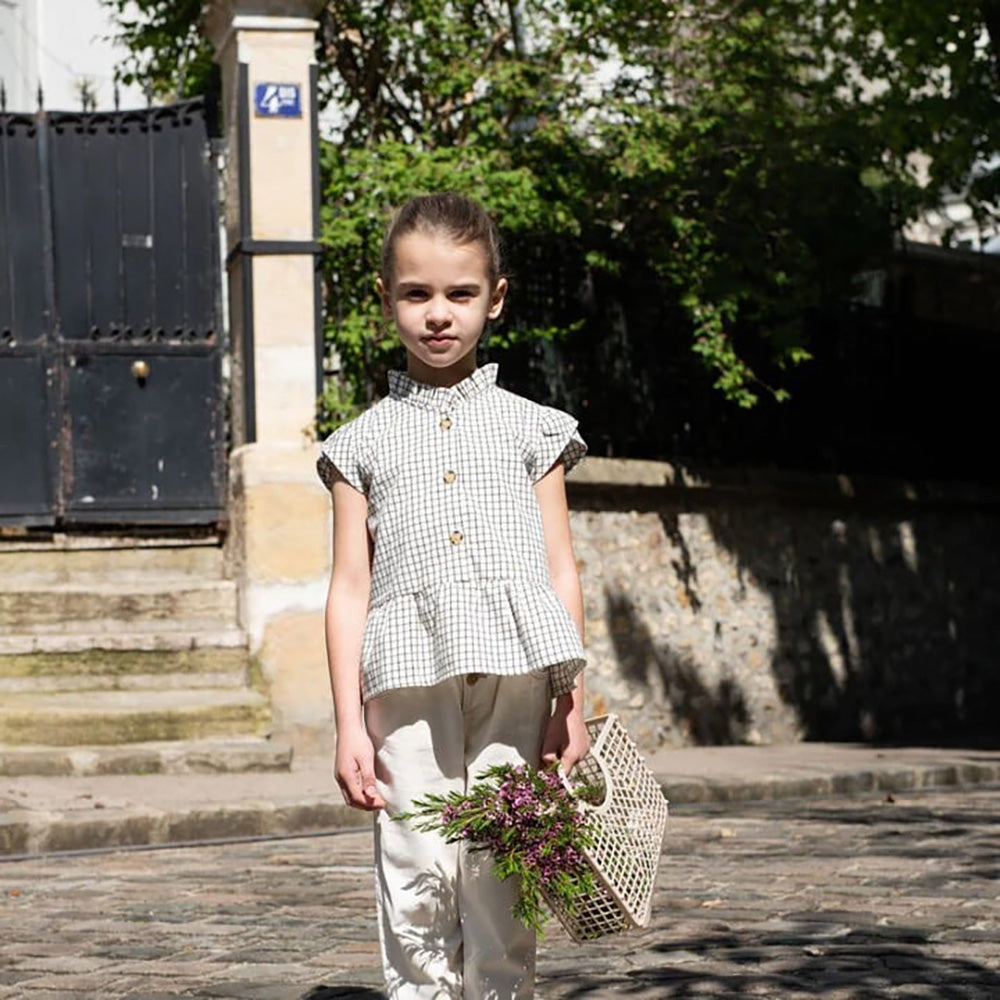 LOIR paris/Top ELISE _ carreaux milk noir et blanc(4y,6y)