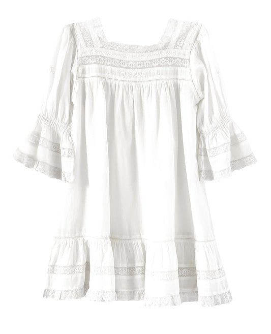 Bonne Mere / LITTLE VINTAGE LACEY LONG SLEEVE DRESS_Off white(6y)