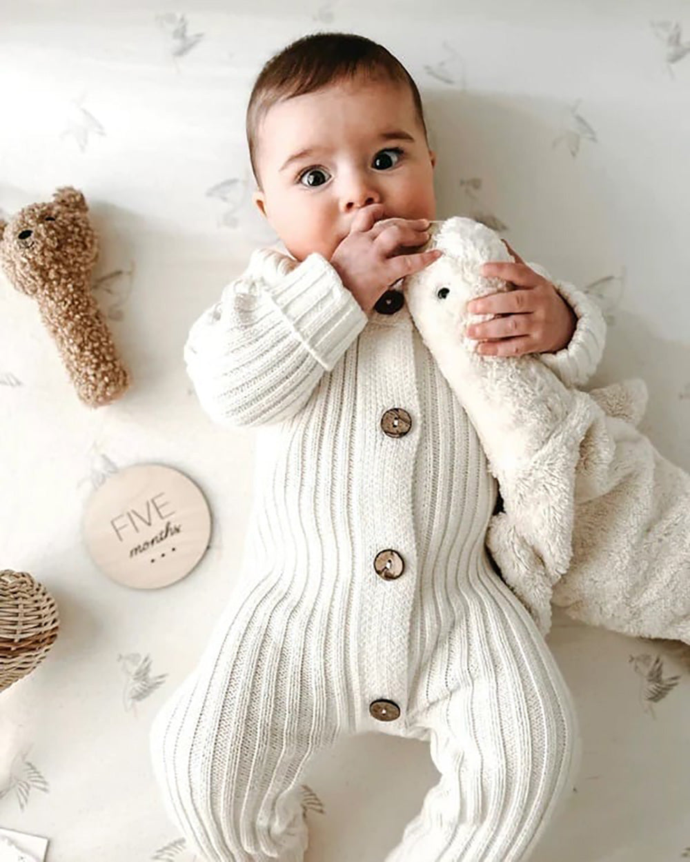 OAT / Powder Ribbed Knit Playsuit (1-2y,2-3y)