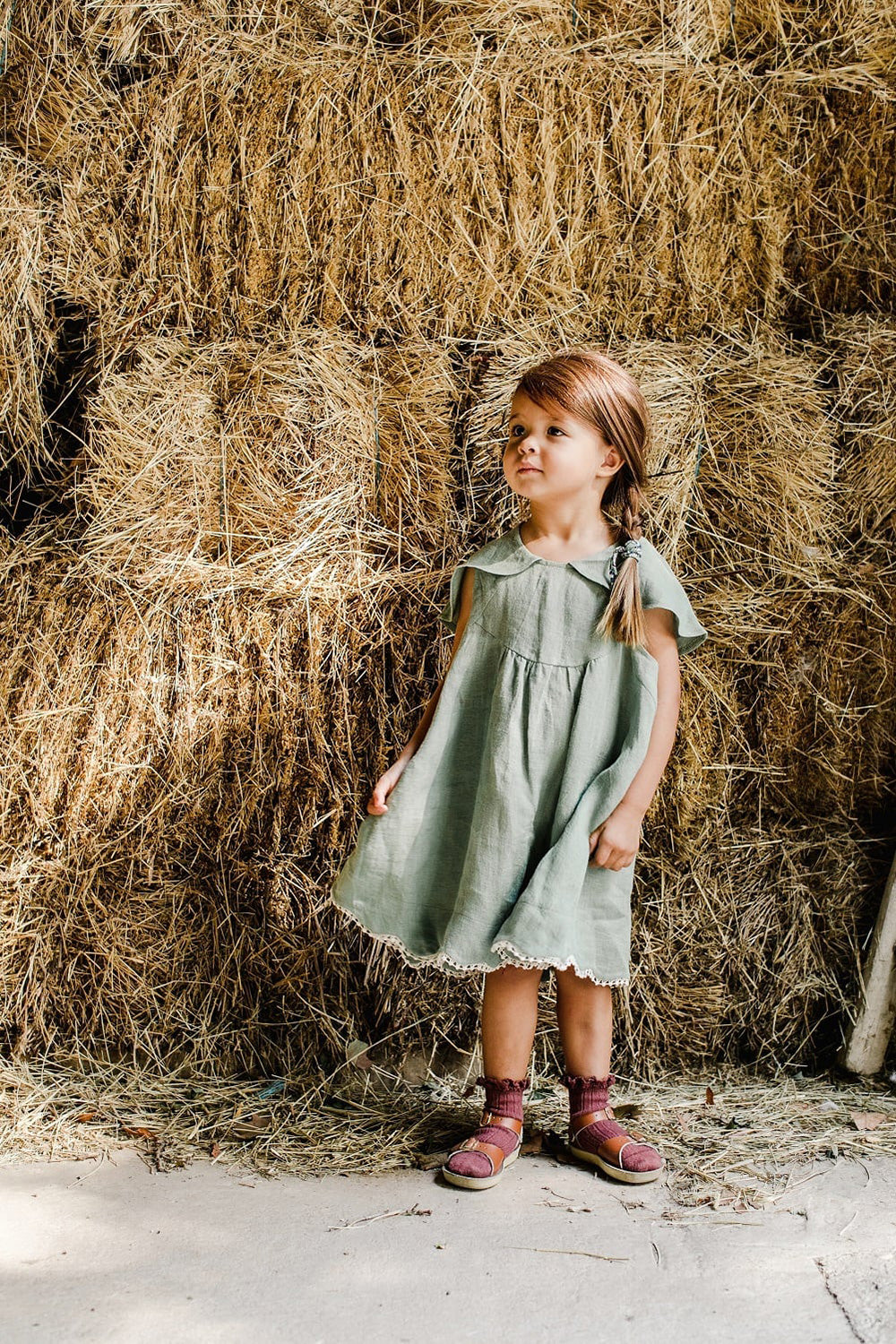 marsou / DULSE DRESS_Sage Linen(2-3y,3-4y,5-6y,7-8y)