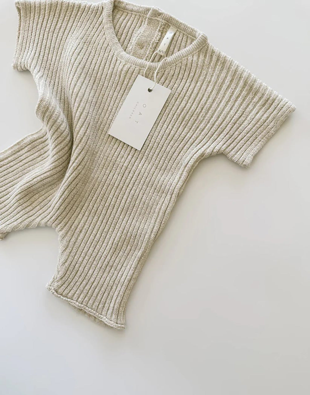 OAT / Oatmeal Ribbed Knit Tee Playsuit (1-2y,2-3y)