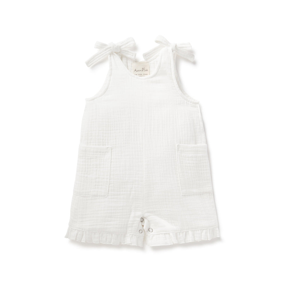 ASTER & OAK / White Muslin Tie Romper_White(1y,2y)