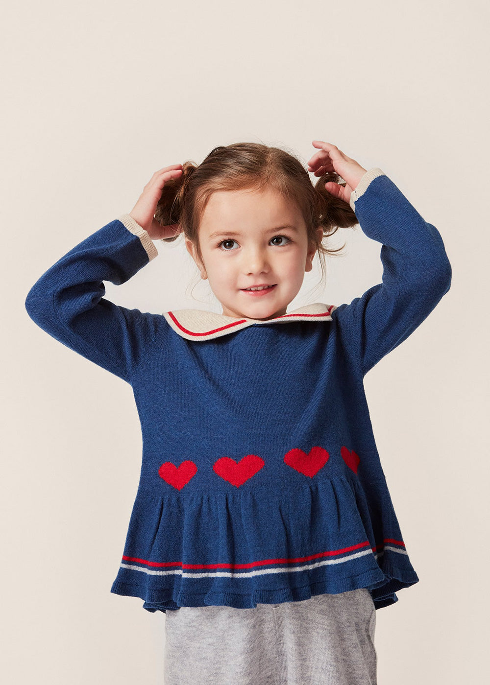 Konges Sloejd / MAXIME KNIT COLLAR BLOUSE_NAVY PEONY（18m,2y,3y,4y）