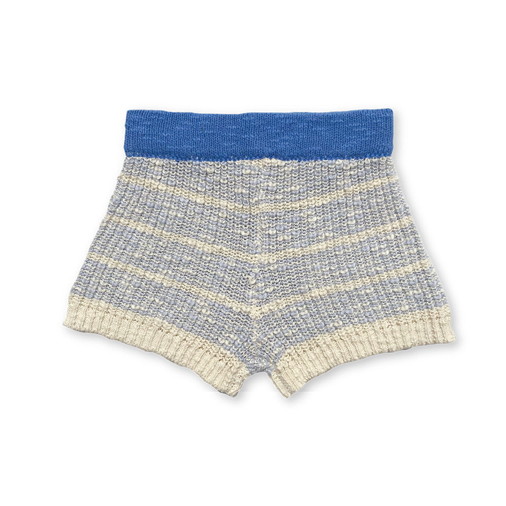 Grown / Organic Textured Rib Shorts - Aqua/Milk + Marine (1,2,3)